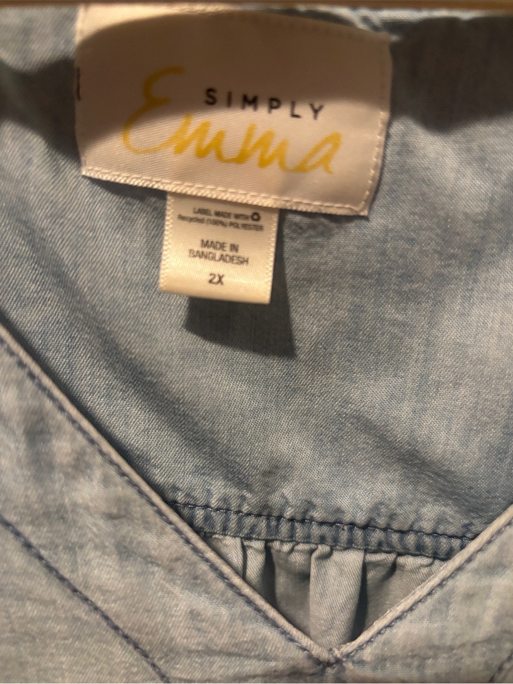 Simply Emma Light Blue Chambray V-Neck Tunic - Picture 2 of 6